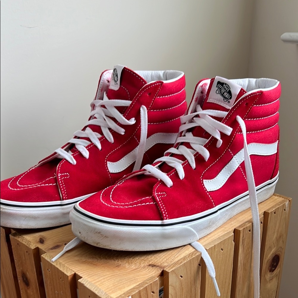 Vans Bold Red and White High-Tops